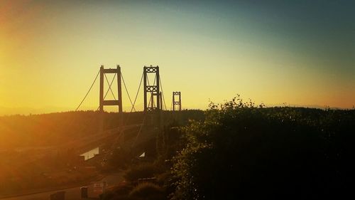 View of construction site at sunset
