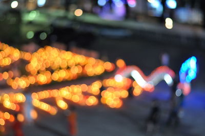 Defocused image of illuminated city at night