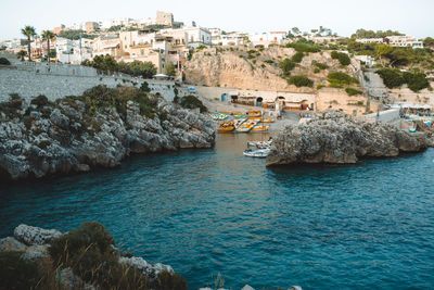 Panoramic view of sea and buildings in city