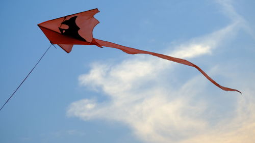 Low angle view of flag against sky