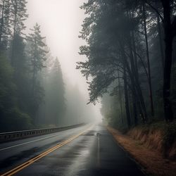 Road amidst trees in forest