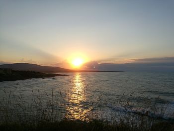 Scenic view of sea during sunset