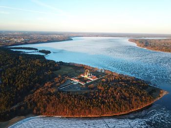 High angle view of sea against sky