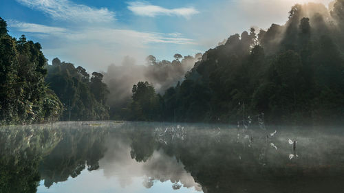 Scenic view of lake against sky