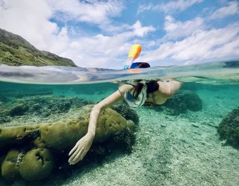 Snorkelling in miyakojima turquoise waters