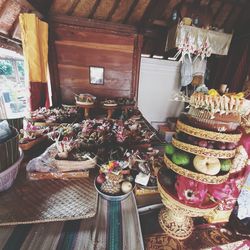 Various food for sale at market stall