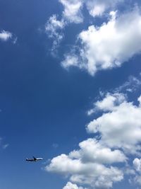 Low angle view of airplane flying in sky