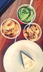 High angle view of food in plate on table