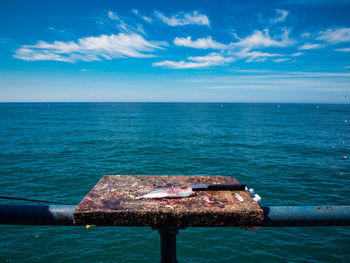 Scenic view of sea against blue sky