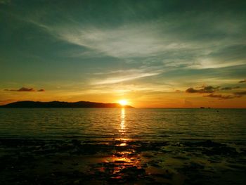 Scenic view of sea at sunset