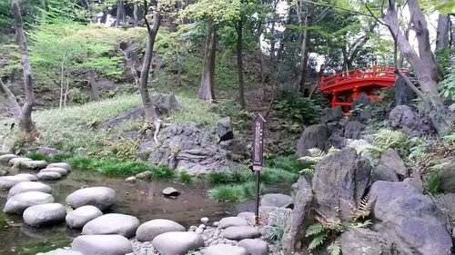 Scenic view of temple by trees