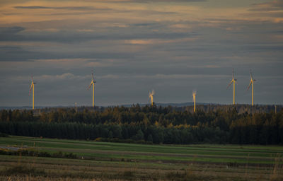 Scenic view of field against sky during sunset