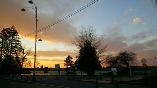 Silhouette trees against sky at sunset