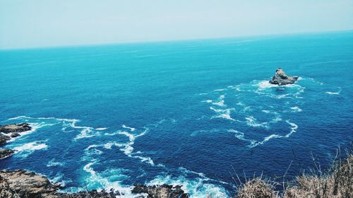 High angle view of sea against sky