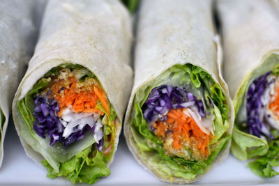 Close-up of chopped vegetables in plate