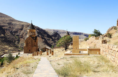 View of historic building against sky, norawank monastery in armenia