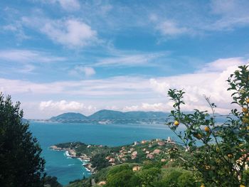 Scenic view of sea against cloudy sky