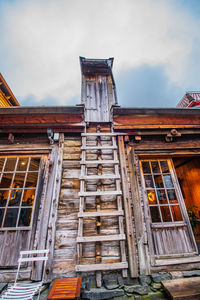 Low angle view of old building against sky