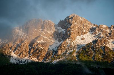 Panoramic view of snowcapped mountains against sky