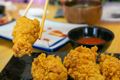 Close-up of food on table