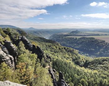 Scenic view of sandstone landscape against sky