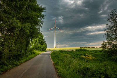 Road amidst plants and trees against sky