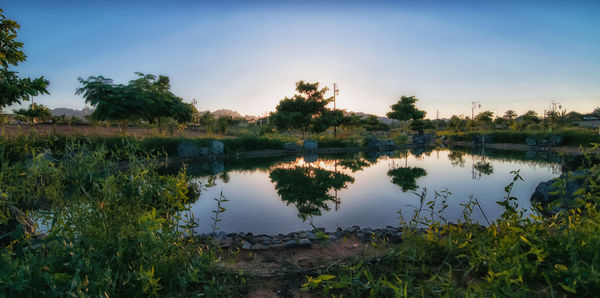 Scenic view of lake against sky