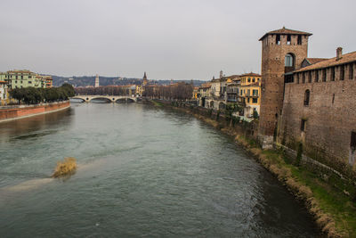 View of canal along buildings