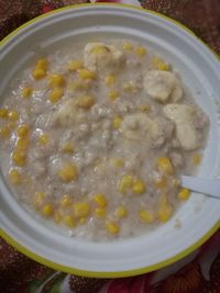 High angle view of food in bowl