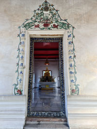 Statue of temple in building