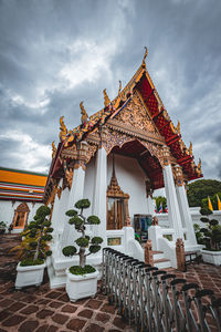 Low angle view of temple against sky