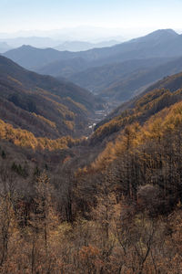 Scenic view of the autumn mountains