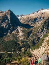 Scenic view of mountains against clear sky