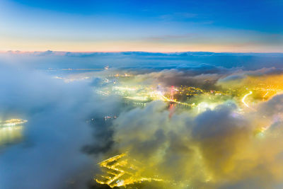 Aerial view of illuminated sky at night