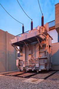 Power transformer in high voltage electrical outdoor substation