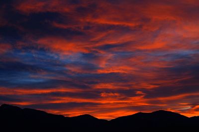 Scenic view of mountains against cloudy sky