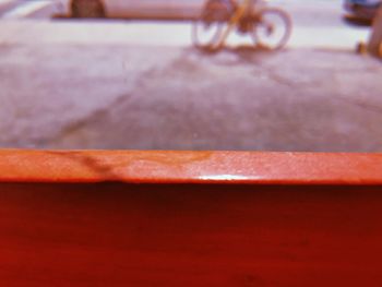 Close-up of bicycle on table