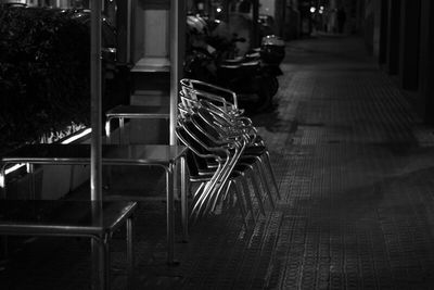 Illuminated street lights at night