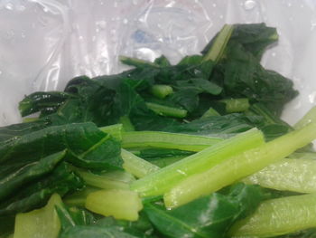 Close-up of chopped vegetables and leaves