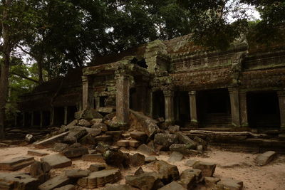 Old temple against building