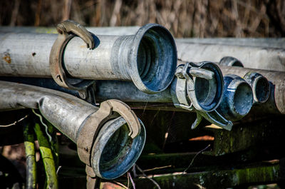 Close-up of abandoned machine part