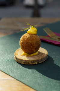 Close-up of food on table