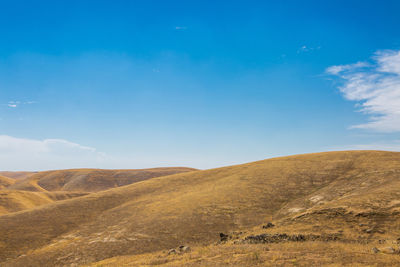 Scenic view of landscape against blue sky