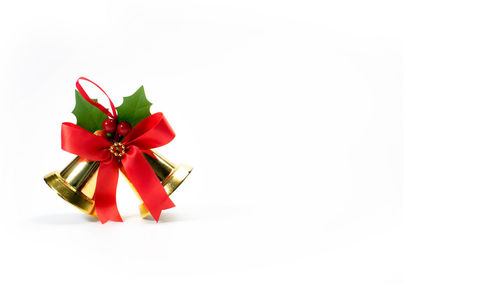 Red christmas decoration on white background