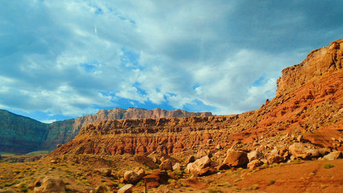 View of landscape against cloudy sky