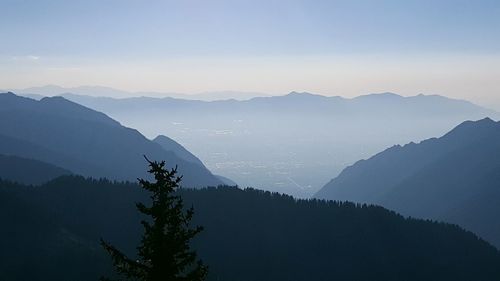 Scenic view of mountains against clear sky