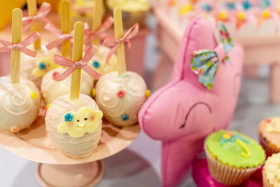 Close-up of dessert on table