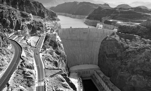 High angle view of dam