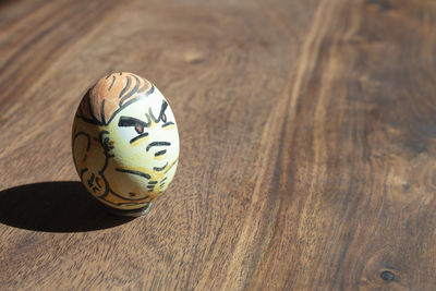 High angle view of eggs on table