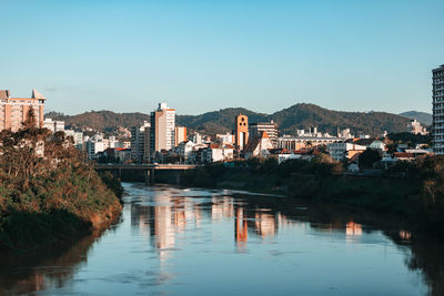Reflection of buildings in water